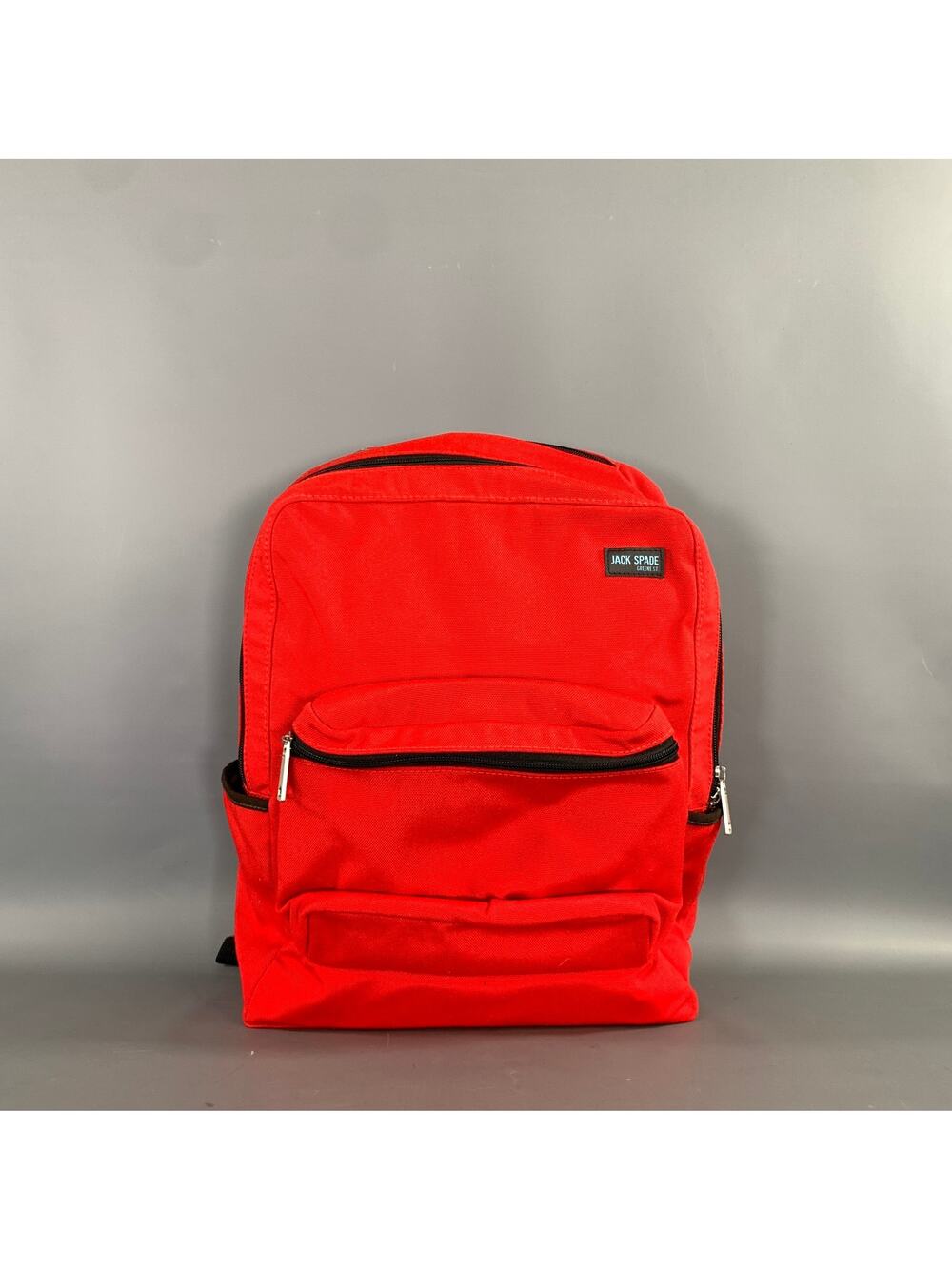 JACK SPADE Red Black Solid Canvas Backpack Bag